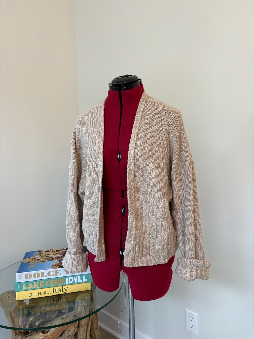 Abercrombie & Fitch Light Beige Open-Front Knit Cardigan